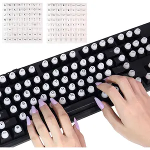 Keyboard Stickers for Long Nails with Letters, Soft  Keyboard Bubbles for Women,  Art Typing Keycaps for Desktops (White, 128 count)