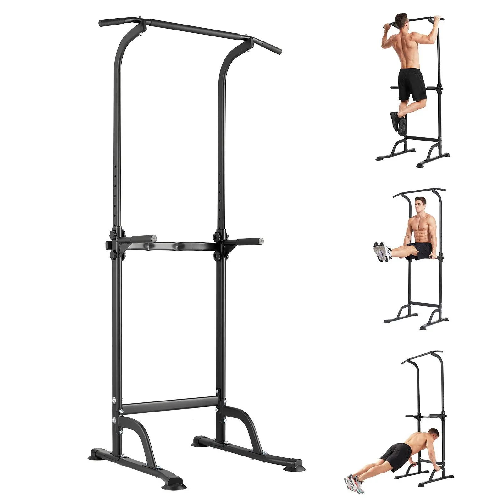 GAOMON Power Tower Pull Up Bar Station with Push Up Board, Adjustable Height Dip Station, 330lbs Capacity Heavy-Duty Steel Multi-Function Strength Training Equipment for Home Gym Use