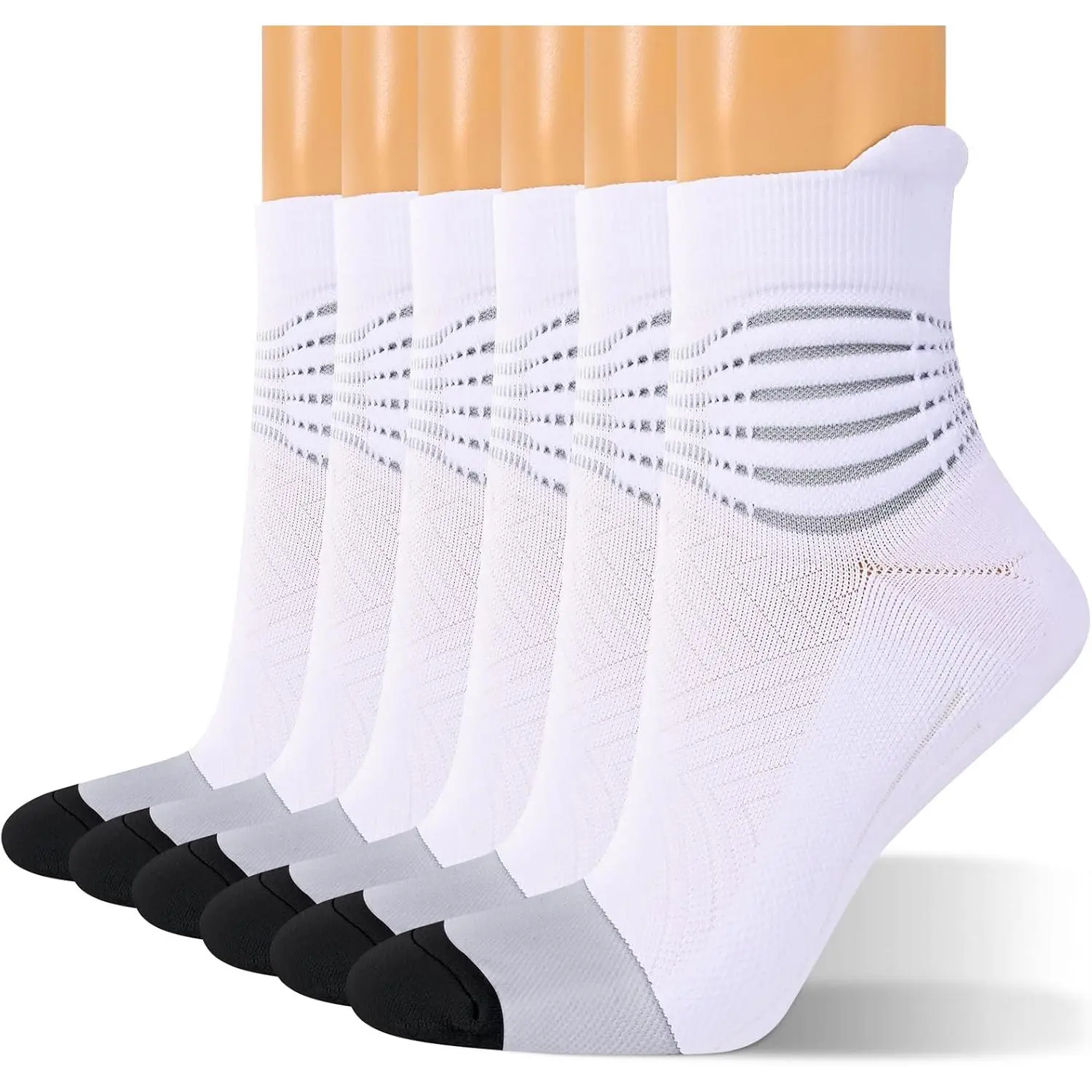 Compression Ankle Support Socks Women - Wicking, Cushioned Athletic, Plantar Fasciitis Relief 2/3/6 Pairs