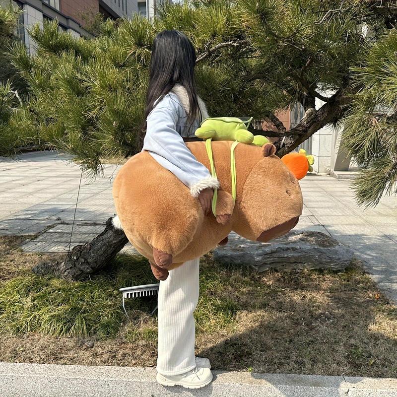 Capybara Plush Toy, Adorable Simulation Plush Toy, Cute Soft Stuffed Animal With Turtle Backpack, Birthday Gift For Boys And Girls