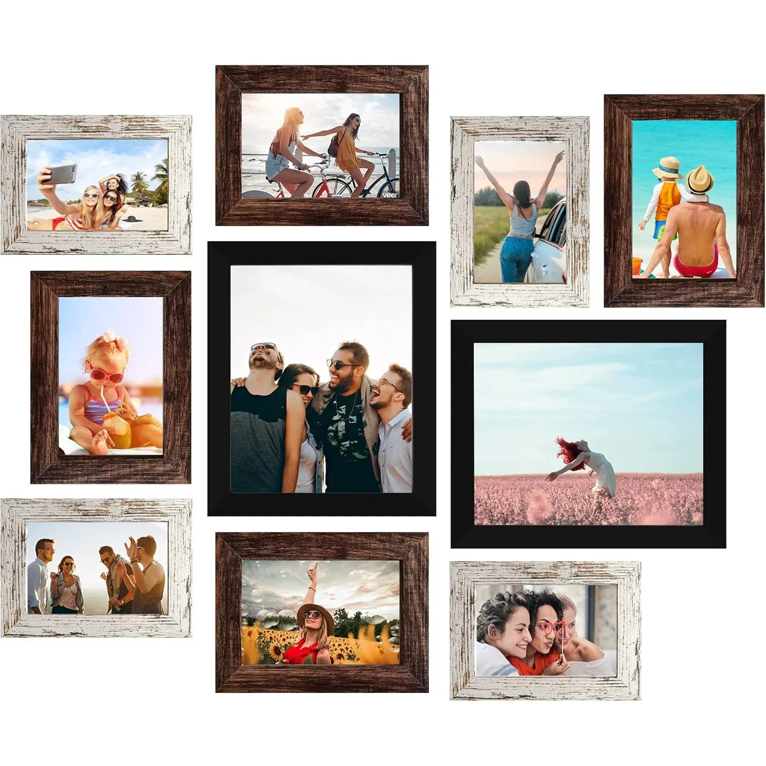 Picture Frame Set 10-Pack, Gallery Wall Frame Collage with 8x10 5x7 4x6 Frames in 3 Different Finishes