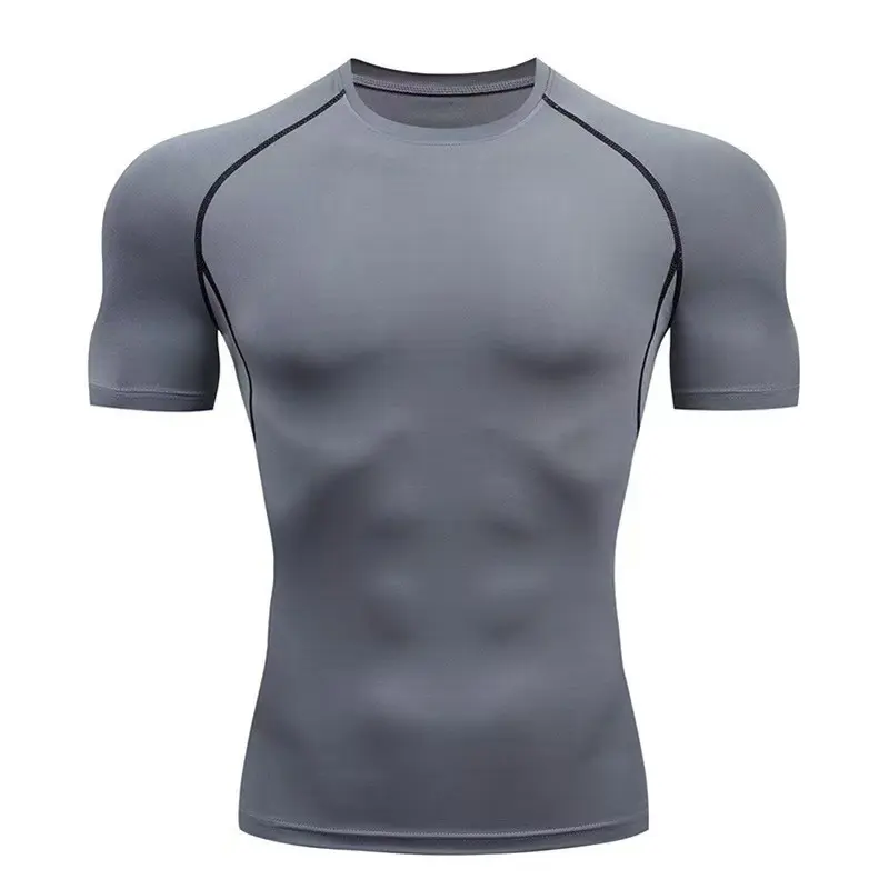Men's Sci-Fi Short Sleeve Polyester Blend Compression Sportswear - Quick-Dry Male Shirt for Sports & Outdoor Activities, Cold Wash Care, Sportswear Wear, Compression Fit, Male Wear, Outdoor Sports, Athletic Wear, Solid Pattern