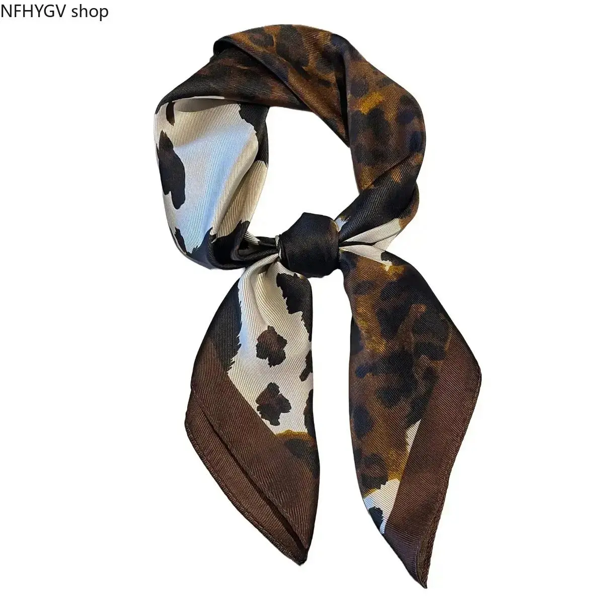 Women's Leopard Print Silk-Like Satin Scarf, Multi-Wear Head & Neck Wrap, Breathable Headscarf Accessory For Ladies All Seasons Everyday Wear Casual Travel Outfit Layering Styling Use