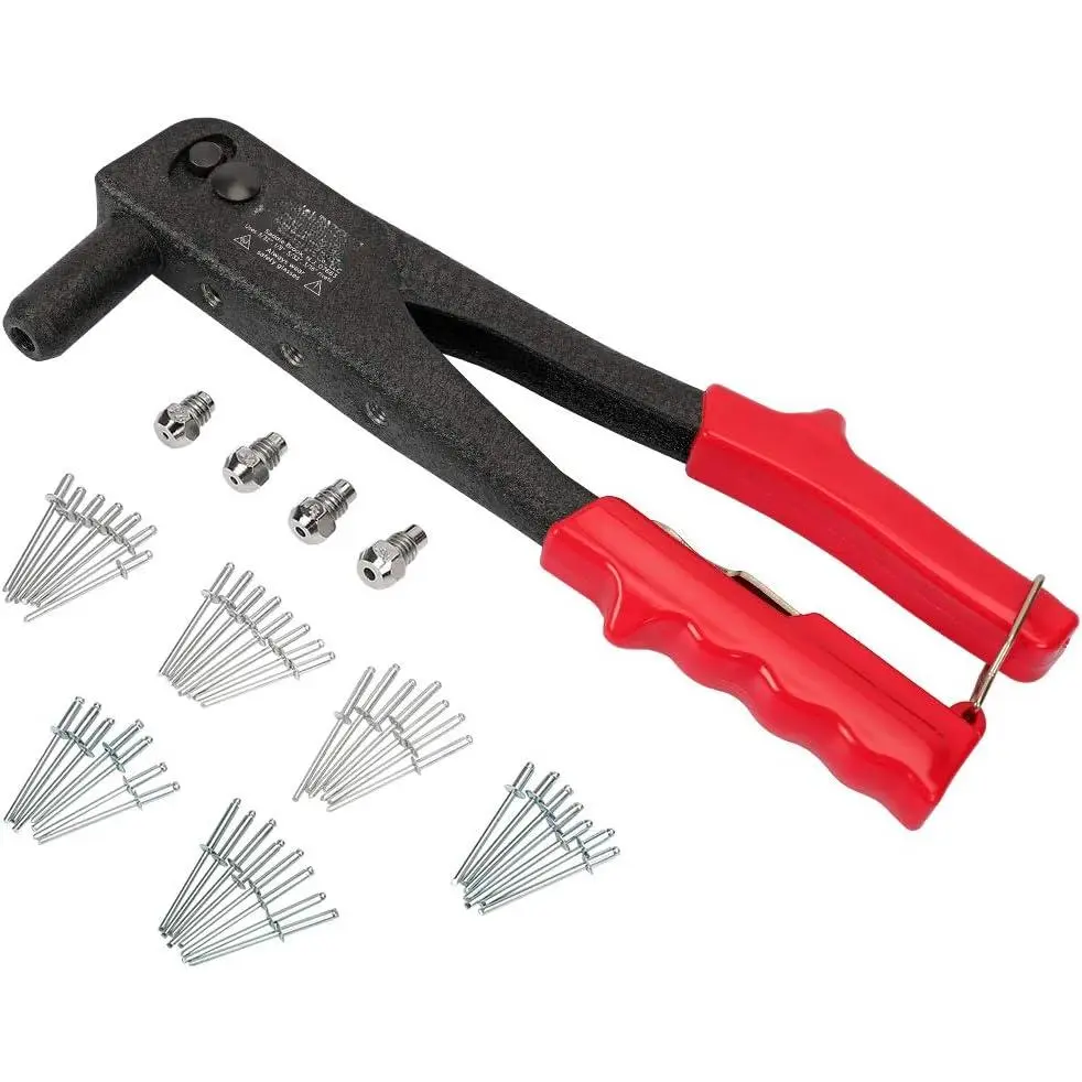 Heavy Duty Riveter Kit, Professional Pop Rivet Gun with Assorted 120 Rivets