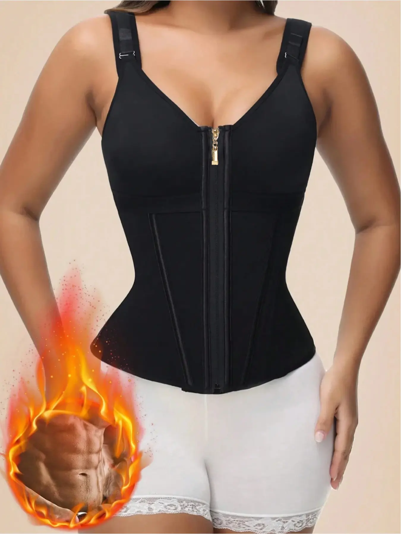 1 piece faja body shaping garment compression vest waist trainer workout top with zipper waistband flat belly slimming corset