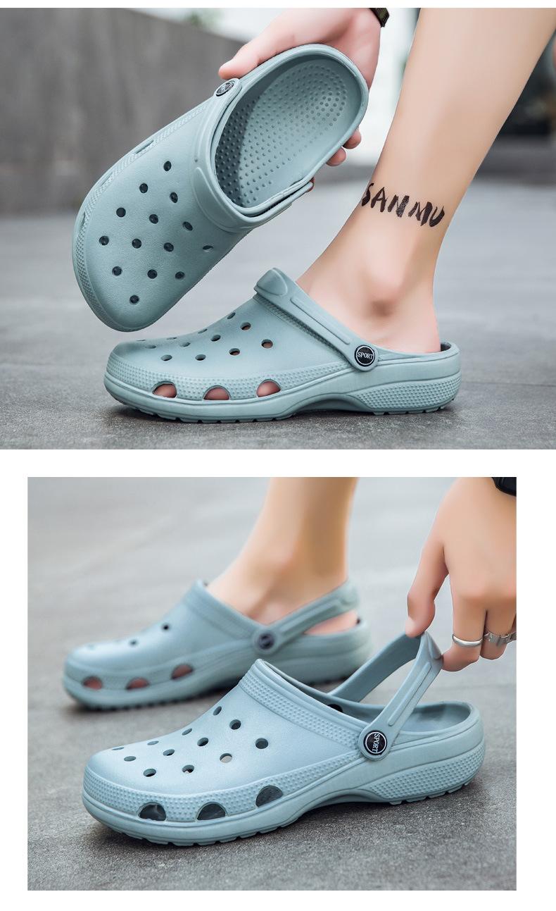 Mimilove Unisex Sandals Garden Clogs Women's Summer New Solid Color Slippers Couple Closed-Toe Beach Sandals Beach Clogs