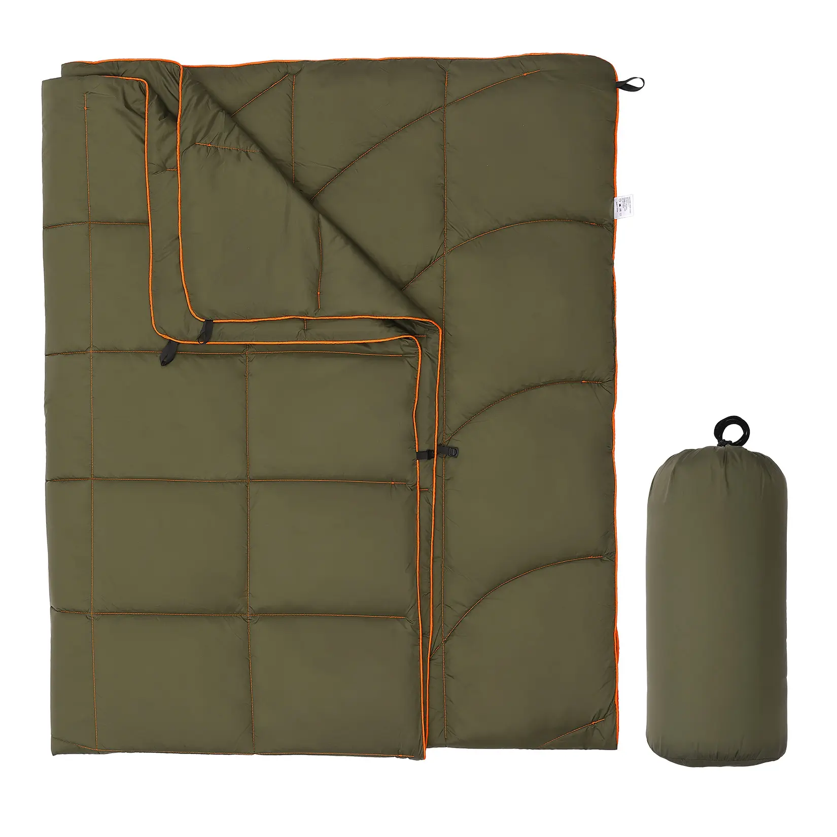 Lightweight Waterproof Camping Blanket – Insulated Down Alternative Outdoor Quilt – Packable, Wearable, Multi-Use for Travel, Beach, Picnic, Hammock – Army Green – 6.6 x 4.6 ft