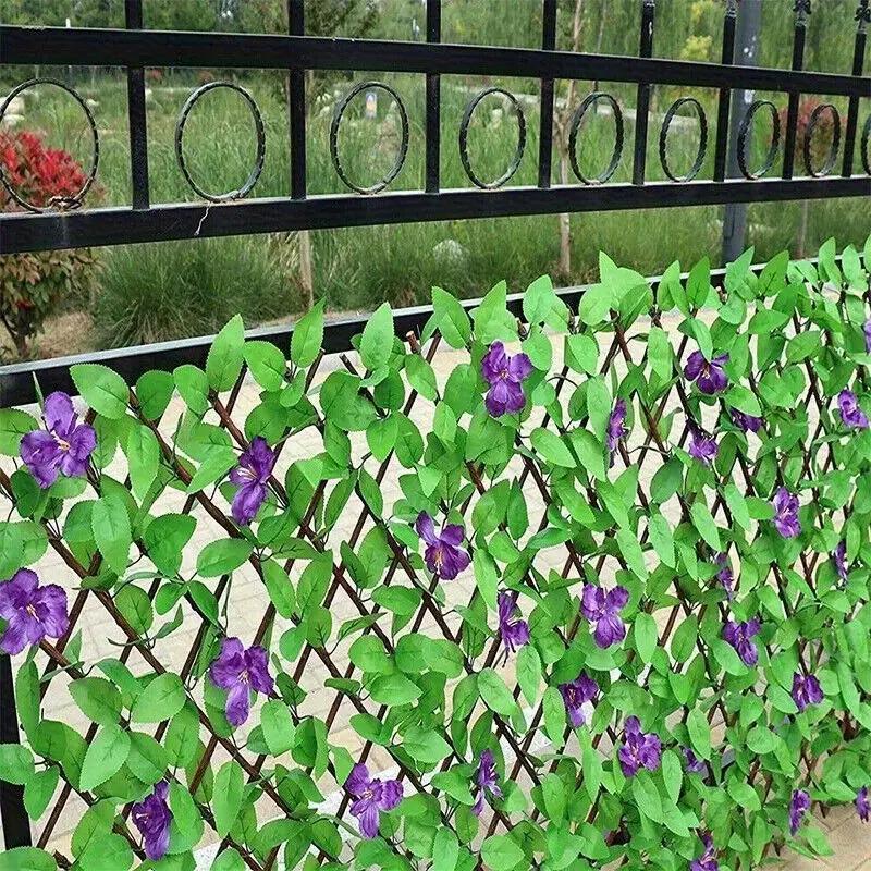 Expandable Artificial Ivy and Orchid Privacy Screen, Floral Design, Durable Plastic, Weather-Resistant, Indoor/outdoor Use, Easy Installation