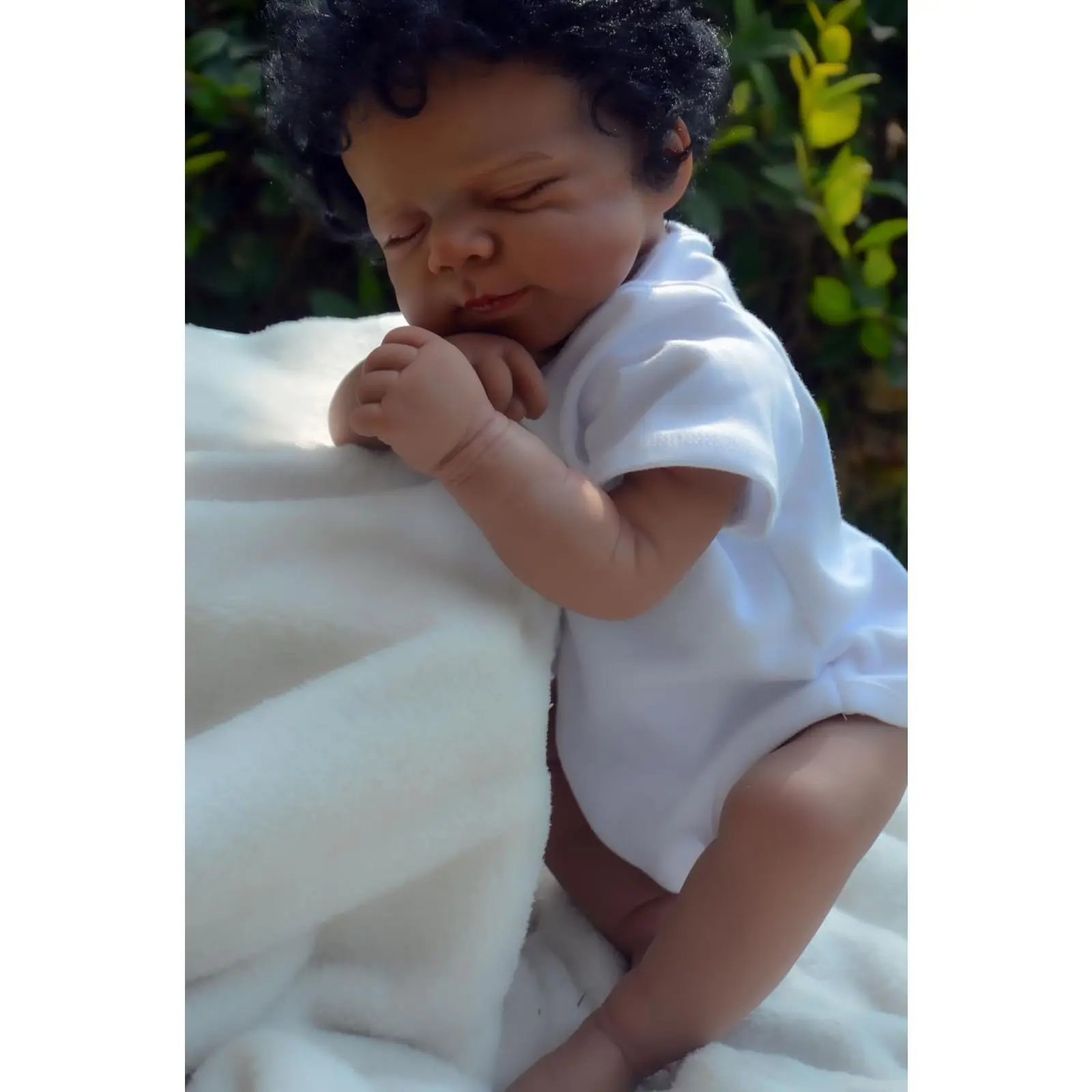 16in Black Girl Reborn Baby Dolls Vinyl Silicone Full Body Baby Doll Newborn