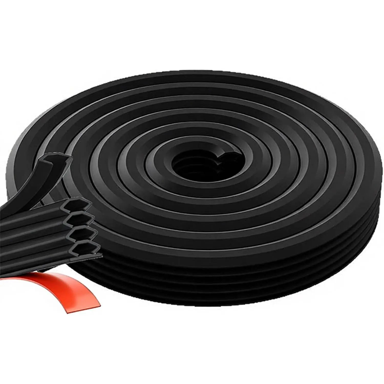 Synthetic Cold-Resistant Weather Stripping - 20ft Length, 5-Layer Adjustable Self-Adhesive Door Sealing Strip for Big Gaps (0.04-0.59in), Fits Door Frames & Metal/Glass/Plastic Surfaces, Black