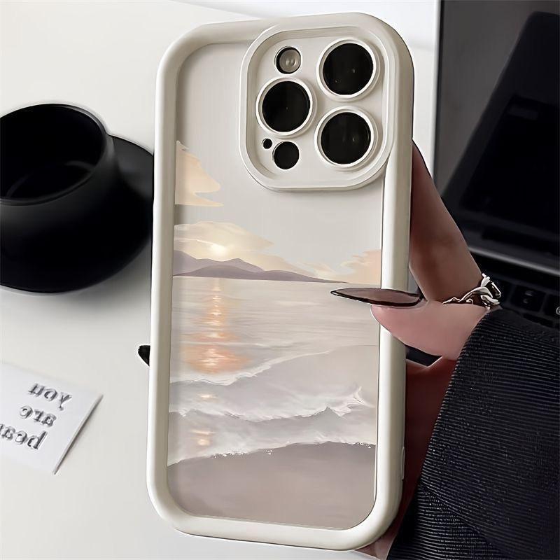 Phone case: Seaside Sunrise  Anti-Drop Soft Case, Simple and Premium Air Cushion Compatible with iPhone 17 E Air Pro ProMax iPhone16 15 14 Plus 13 12 Mini 11 X XS XR, Couple  Anti-Drop  Matte Unisex Full Coverage  Pro Soft Case  Protective