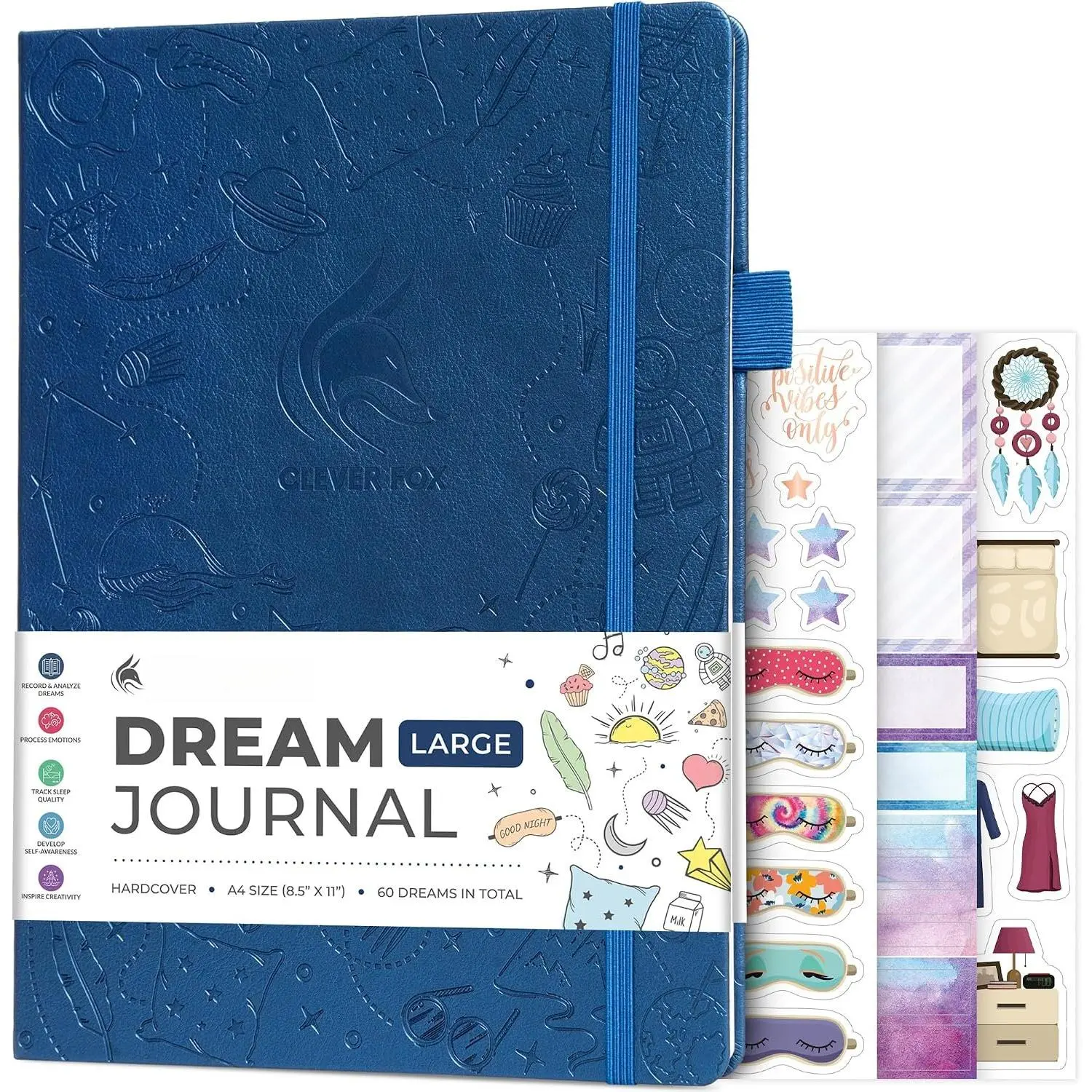 Dream Journal Large - Guided Dream Diary for Women, Men &  - Hardcover Dream Notebook - Log Book for Dream Journaling, A4 (Mystic Blue)