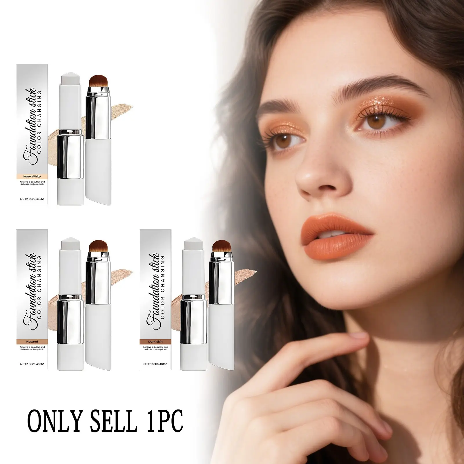 New 2-in-1 Color-Changing Foundation Stick Liquid Lightweight Moisturizing Brightening Foundation Color Changing For All Skin