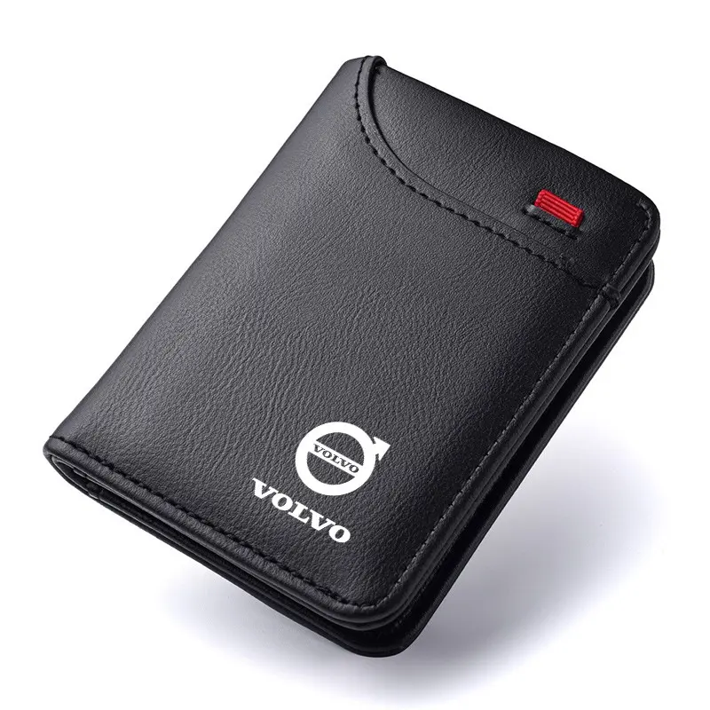 Leather Car Driver License Credit Card Holder, Business Wallet Bag for Volvo Xc60 V50 Xc90 V40 Xc40 V60 Ex30 T6 V90 S60, Essential Car Accessory