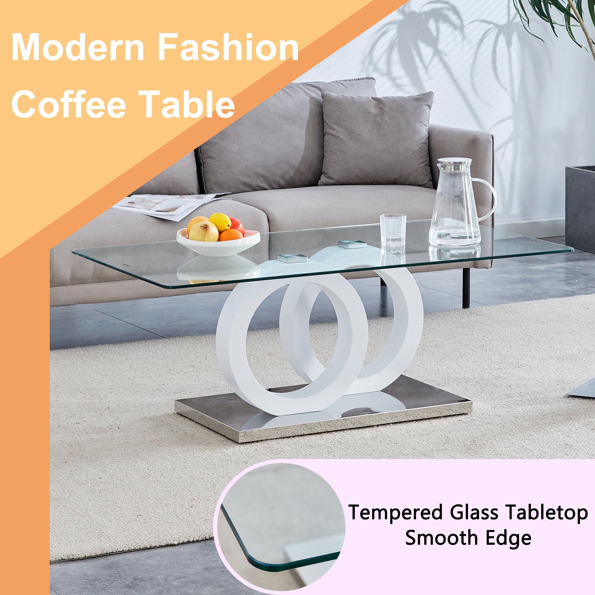 Rectangular Coffee Table Tempered Glass Center Table Suitable for Living Rooms and Lounge Areas, Product Dimensions are 47.2*25.6*17.8Inches.