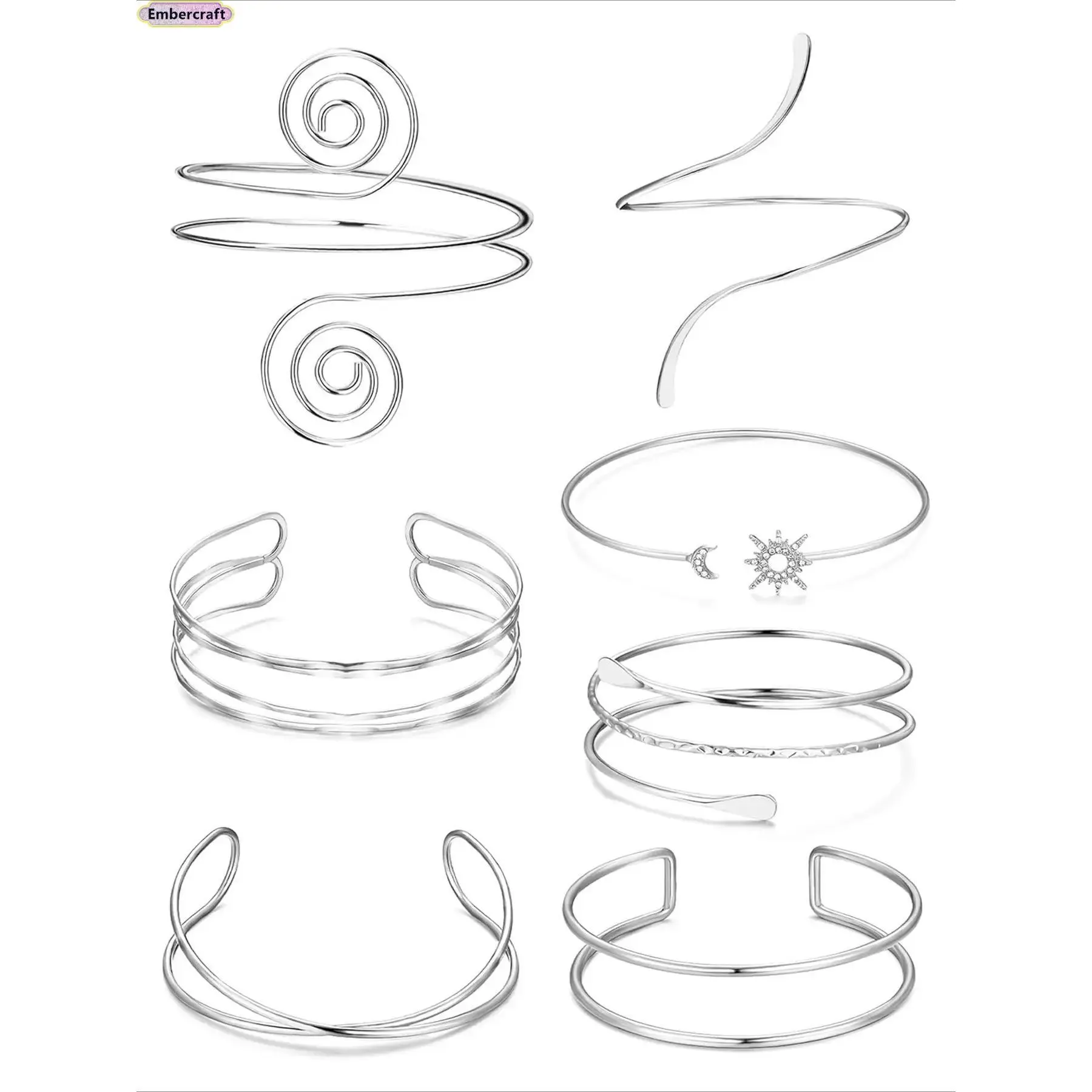 Women's 7PCS Alloy Metal Arm Cuff Jewelry Set - Adjustable Upper Arm Bracelets, Stackable Bangles, Boho Festival Armband Collection, Trendy Statement Accessories for Beach Events & Female Wear, Accessories For Women, Party, Bracelet Stacks, Upper Arm Wear