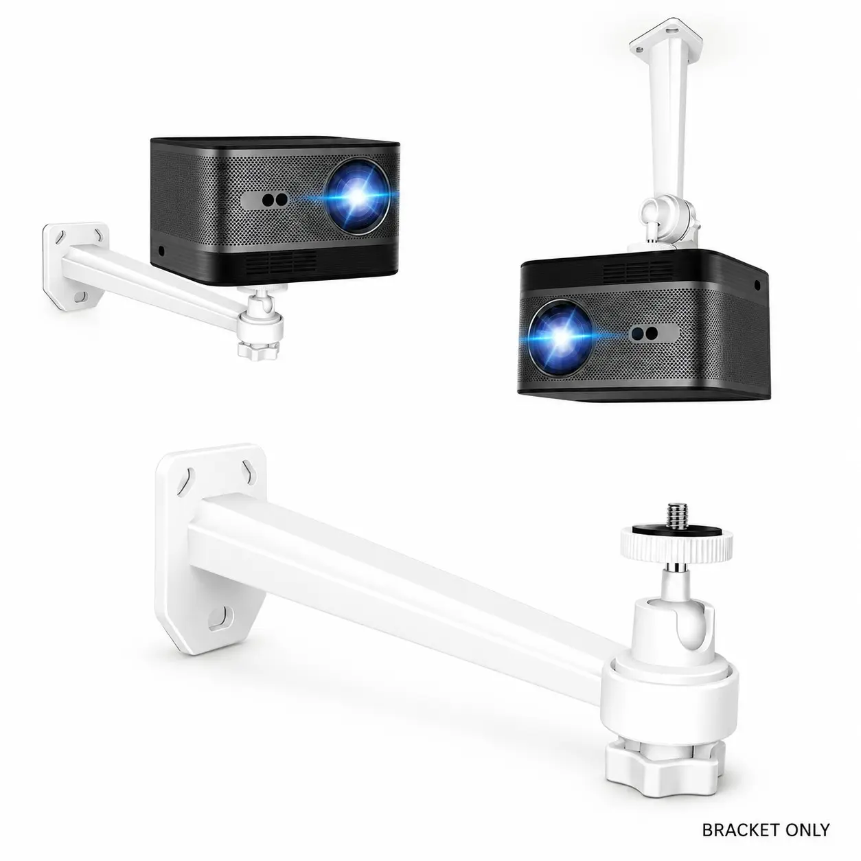 Universal Metal Projector Stand, 17cm/6.69in, 360° Rotatable, Wall Mount/drop Ceiling/desktop, for Mini Projectors, Security Cameras