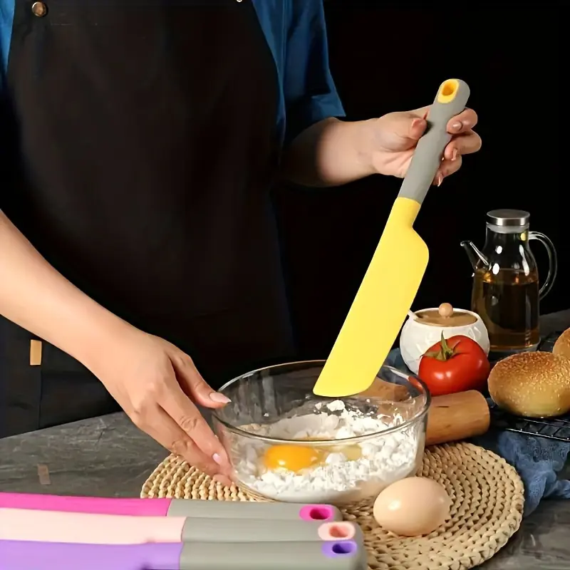 1pc Silicone Spatula Heat Resistant Non Stick Flexible Kitchen Tool for Salad Jam Stirring Cooking Baking Mixing and Scraping Home Use