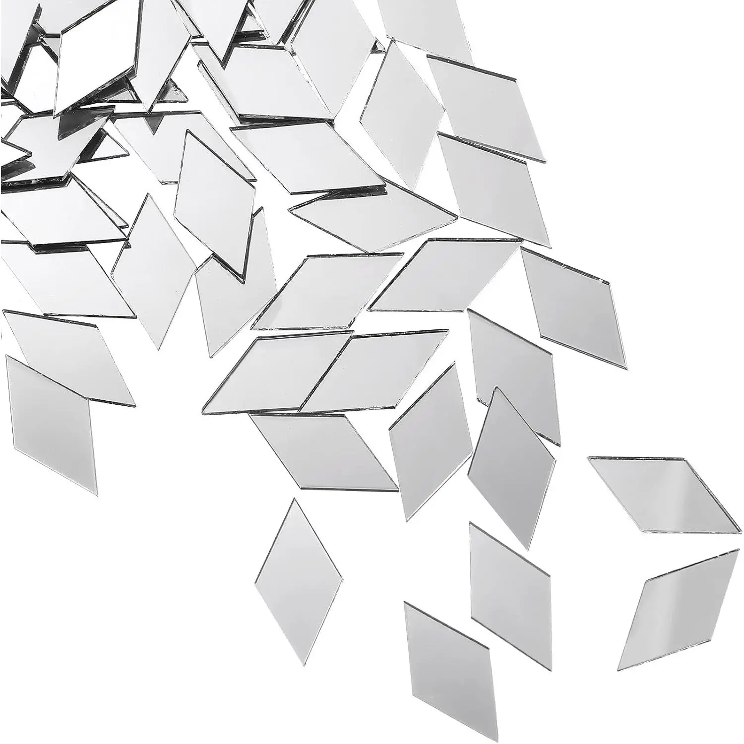 300 Pcs 0.5 x 1 Inch Diamond Shape Small Rhombus Mirror Mosaic Tiles Mini Square Triangle Glass Tiles for DIY Projects Art Wall Door Home Decoration