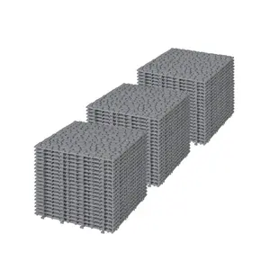 12x12 In Gray Customizable Plastic Interlocking Deck Tiles - Waterproof, Anti-Slip, 440 LBS Capacity, Pebble Stone Pattern (Pack of 60) - Easy to Clean, Efficient Drainage Outdoor Flooring for Patio, Living Room, Bathroom, Balcony RR # French Laid Tiles