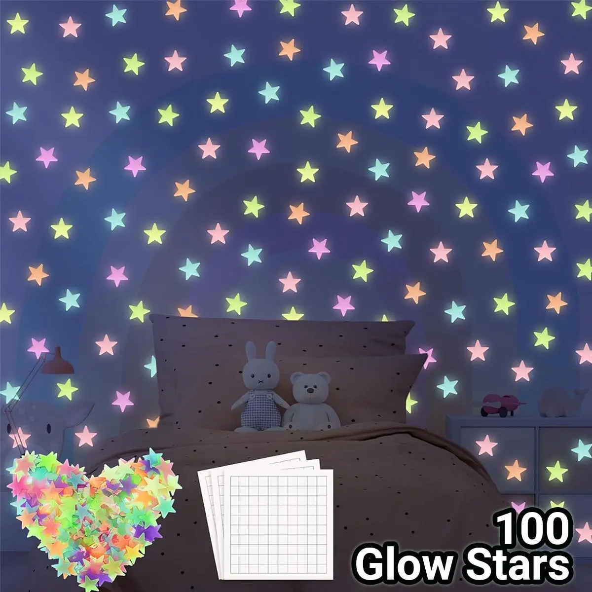 100 Glow in The Dark Stars - DIY Wall & Ceiling Stickers for Kids Room ...