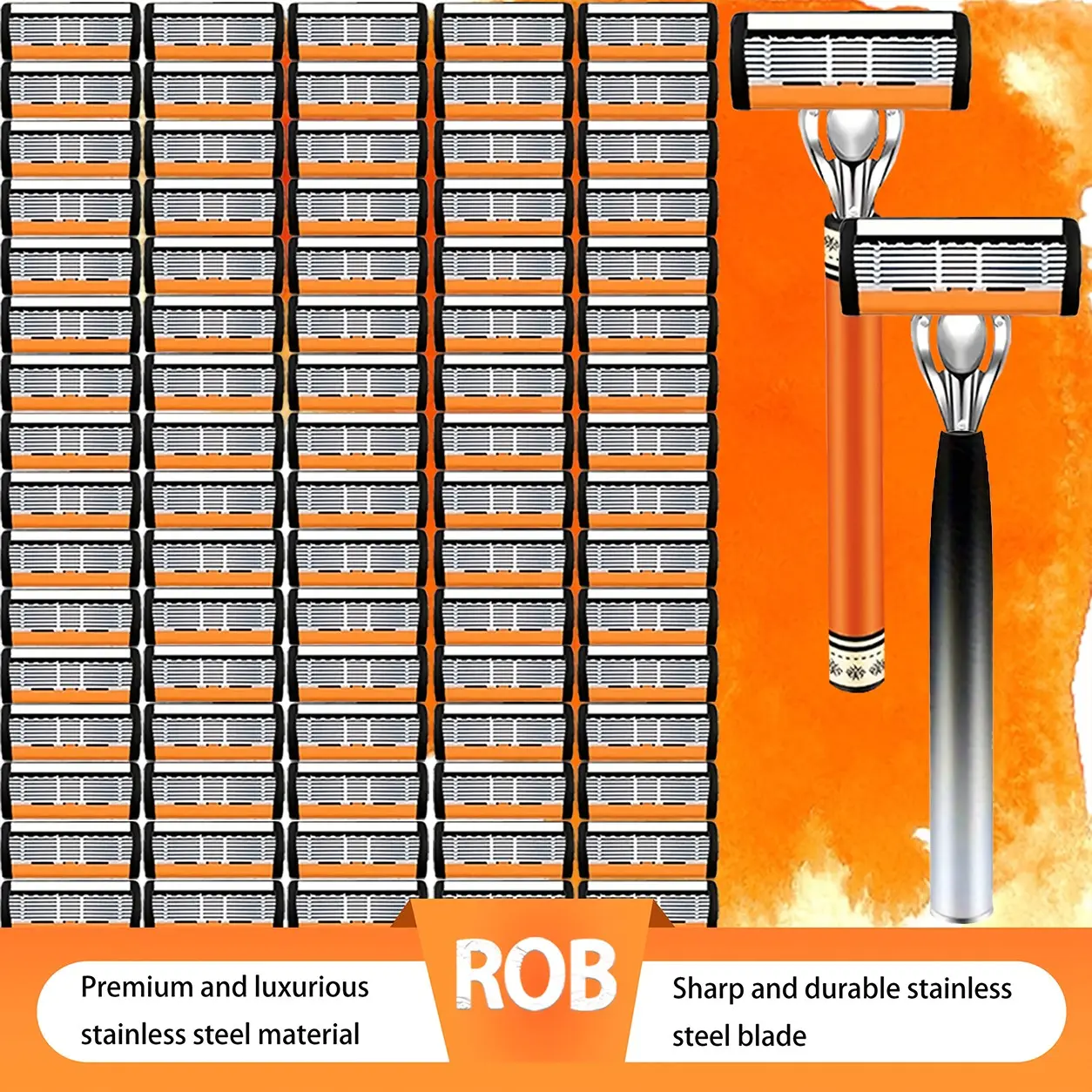 Men's 6-Blade Shaving Set, 2 Premium Handles, 72 Replacement Blades, Ergonomic Non-Slip Grip, Durable Sharp Blades, Ideal for Daily & Travel Use