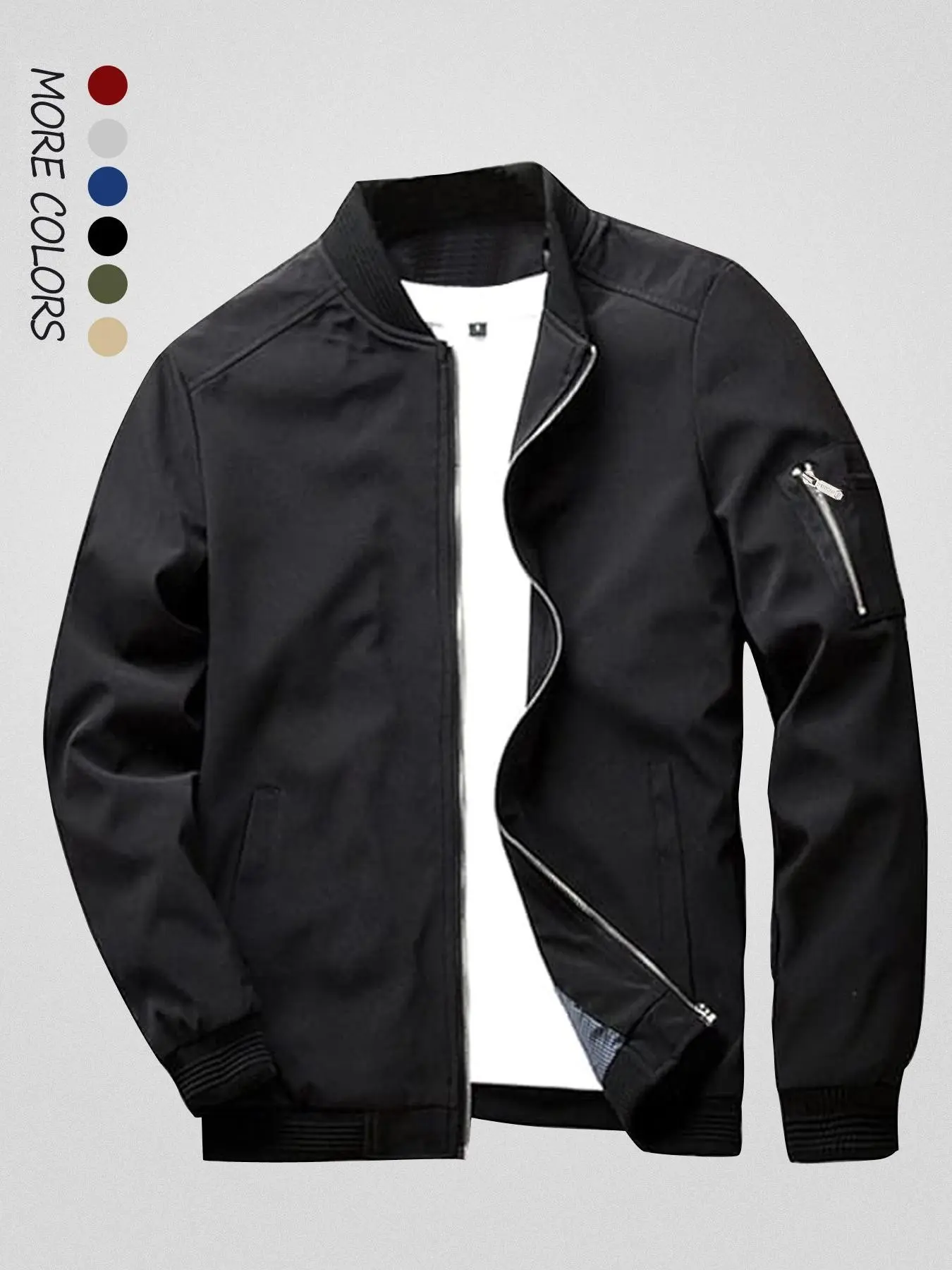 Men's Lightweight Jacket, Casual Fall Winter Coat, Zipper Pilot Jacket with Pockets, Golf Jacket, Windproof Outdoor Men's Outerwear