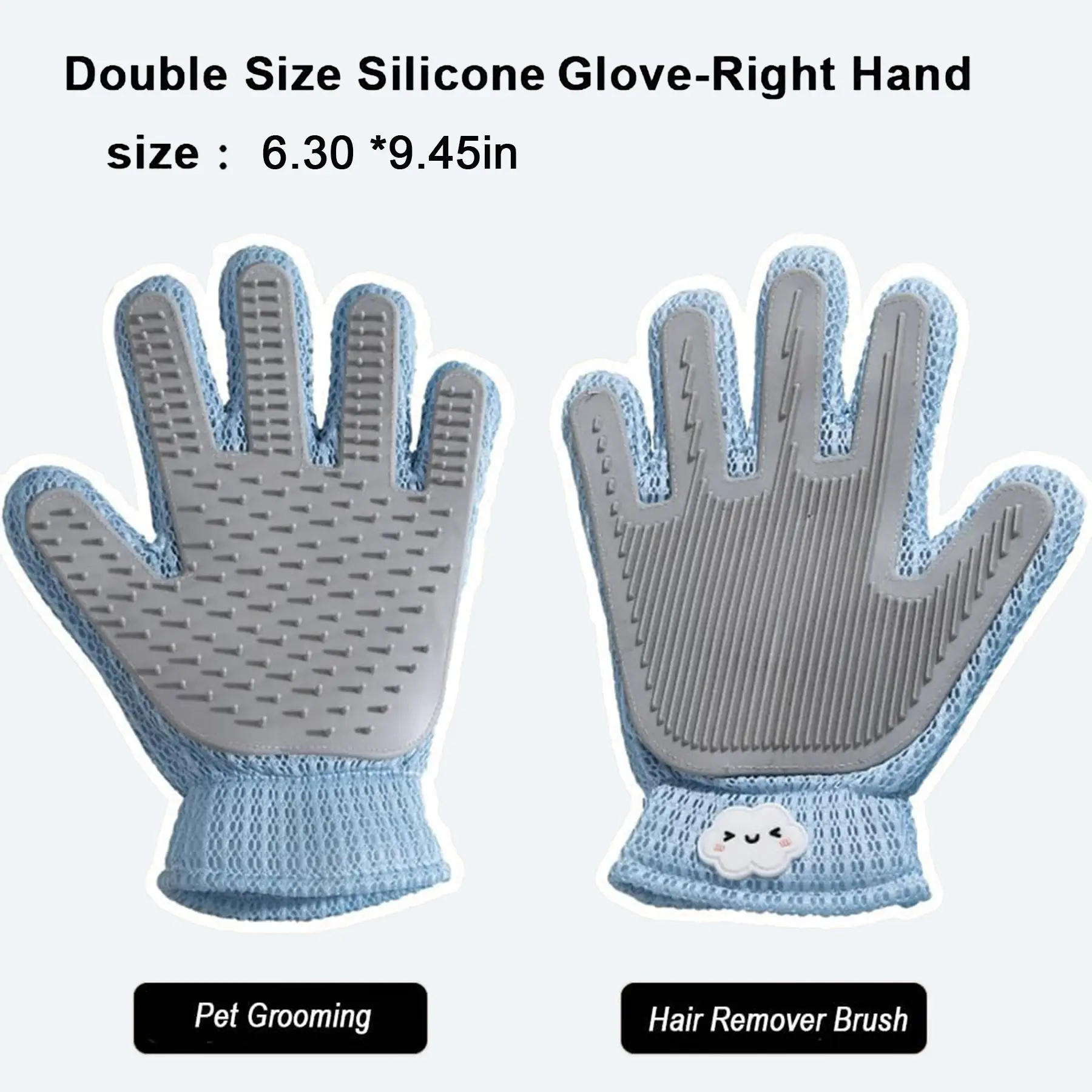 Cat Grooming Hair Removal Glove with Silicone Strips, Upgraded 2-in-1 Double-Sided 1-Count Mitt for Dogs & Cats, Reduces Shedding, Cleans Fur from Couch & Carpet