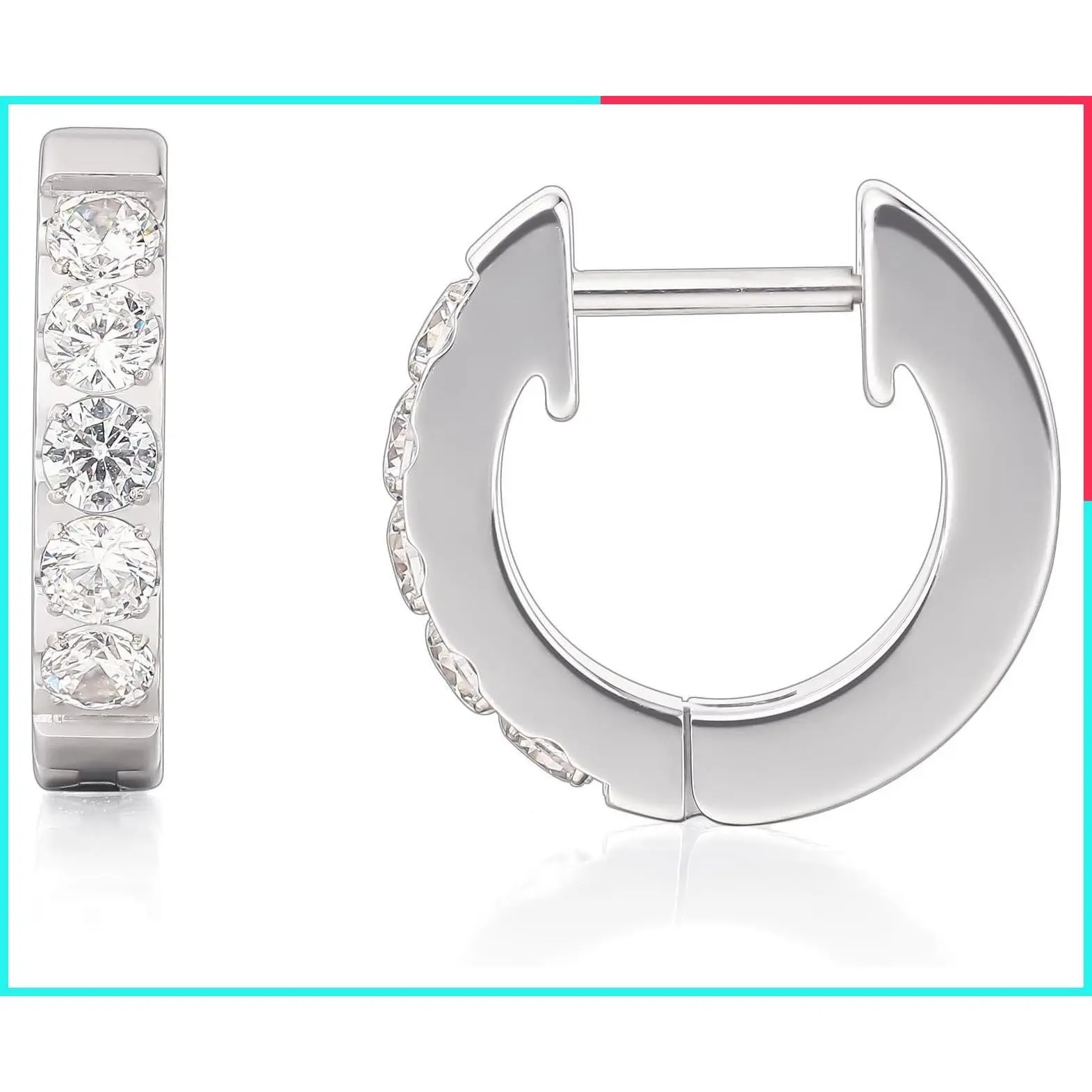 Hypoallergenic Implant Grade Pure Titanium Huggie Hoop Earrings with Cubic Zirconia for Sensitive Ears - 18G Straight Post Small Dainty Hoops for Women