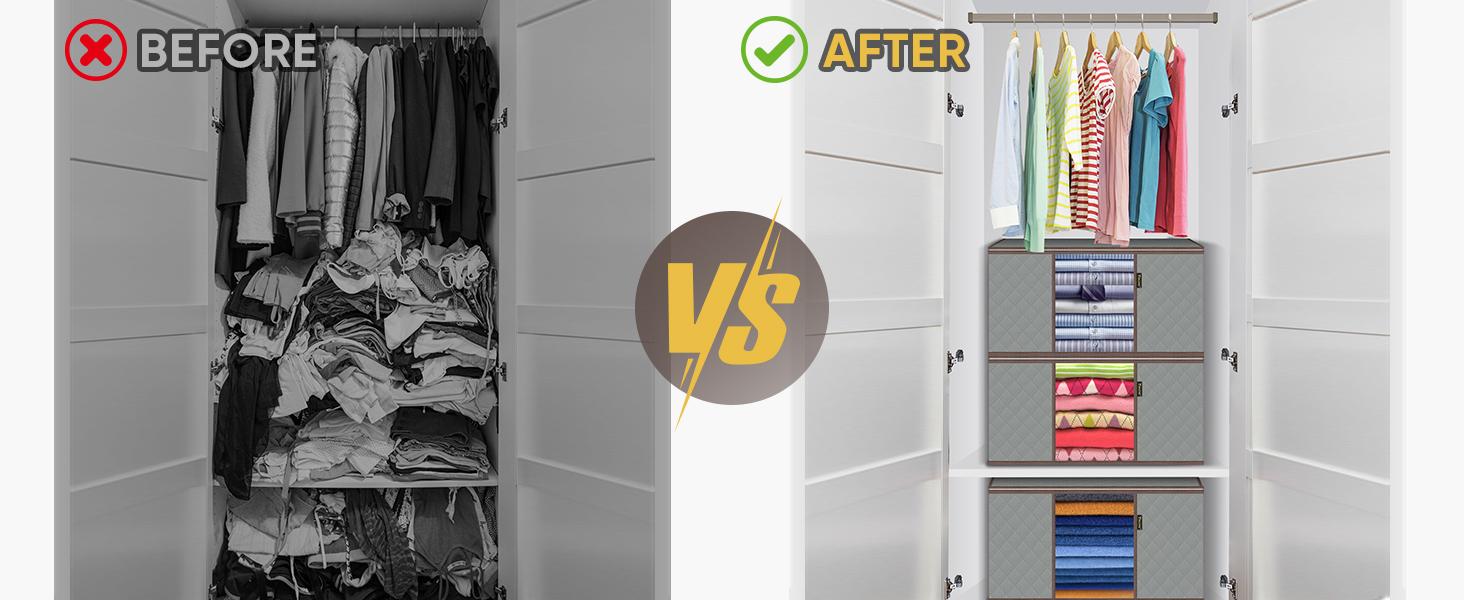 2/3/4/6/8 Pack Clothes Storage Bags - 24 Gallon Heavy Duty Storage Containers with Reinforced Handles & Locking Zippers | Space-Saving Solution for Blankets, Comforters, Pillows & Seasonal Clothing