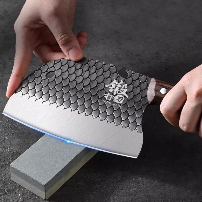 Selected Stainless Steel Fish and Meat Kitchen Knife with Ergonomic Handle - Sharp and Durable Versatile Meat Cleaver for Everyday Home Cooking and Outdoor Food Preparation