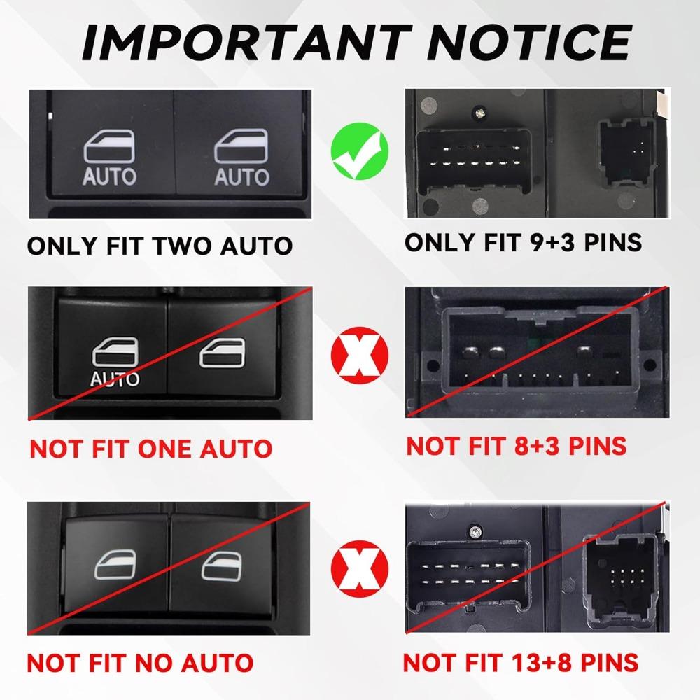 Driver Side Master Power Window Switch 9 Pins + 3Pins Compatible With 2009,2010,2011,2012 Dodge Ram 1500,2500,3500,2011-2012 Ram 1500,2500,3500 Window Control Switch Replaces 4602863AC 4602863AB