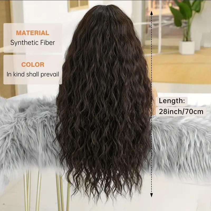 Cornrow African long curly wig, cornrow middle-part wig, curly black-brown wig, high-end appearance, realistic