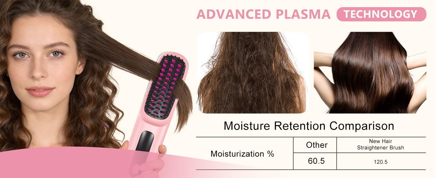 Go Brush Pro 2026, Portable Straightener Brushs for Travel, with LCD Temperature Display, Fast Heating Cordless Mini Hair Brushs (Pink)