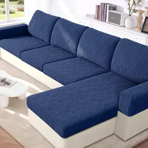 Couch Cushion Covers for Sectional Sofa, Stretch Couch Seat Cushion Covers, Individual Washable Furniture Protector Sofa Slipcovers for Pet (2Pc Armrest Cover, Dark Blue)