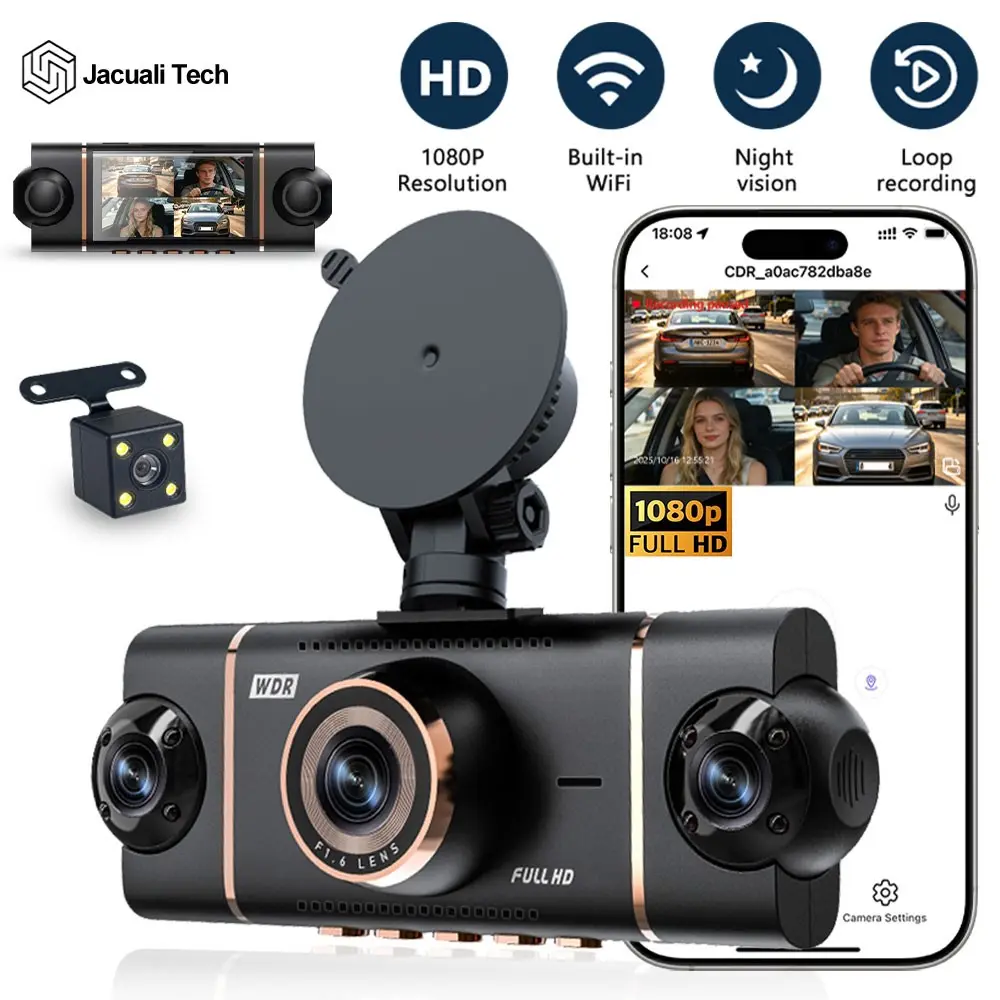 4 Channel 360° Surround Car Dash Cam Dvr, 1080P Multi Lens, Super Night Vision, 24h Parking Surveillance, G-Sensor, Loop Recording