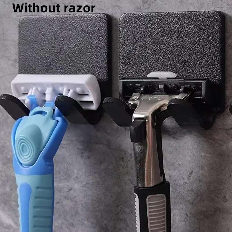 2-Pack Wall-Mounted Razor Hook, No-Drill Shaver Holder, Storage Rack for Bathroom, Ideal for Home Dorms, Shower & Toilet Organization