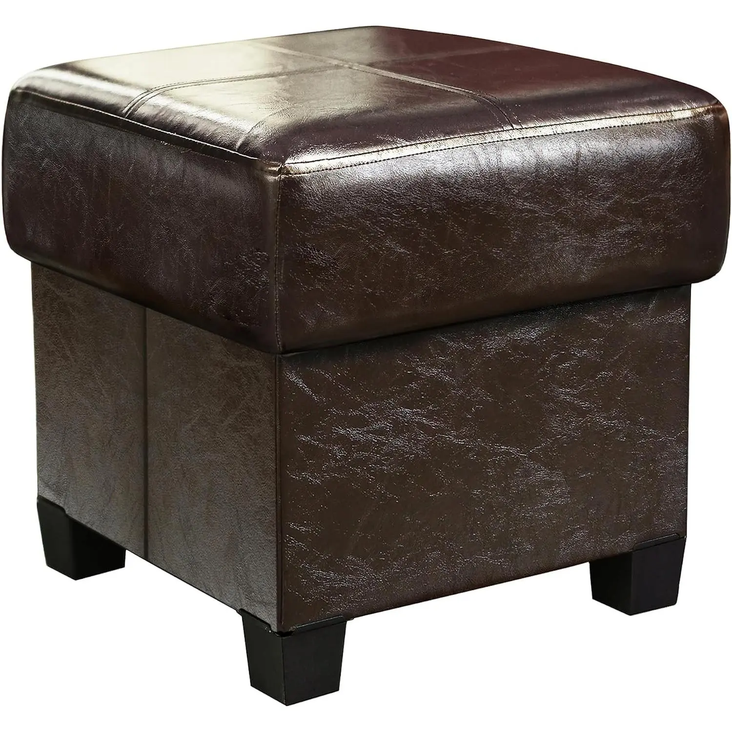 Storage Cube Ottoman with Legs, Leather Foot Stool for Home Use