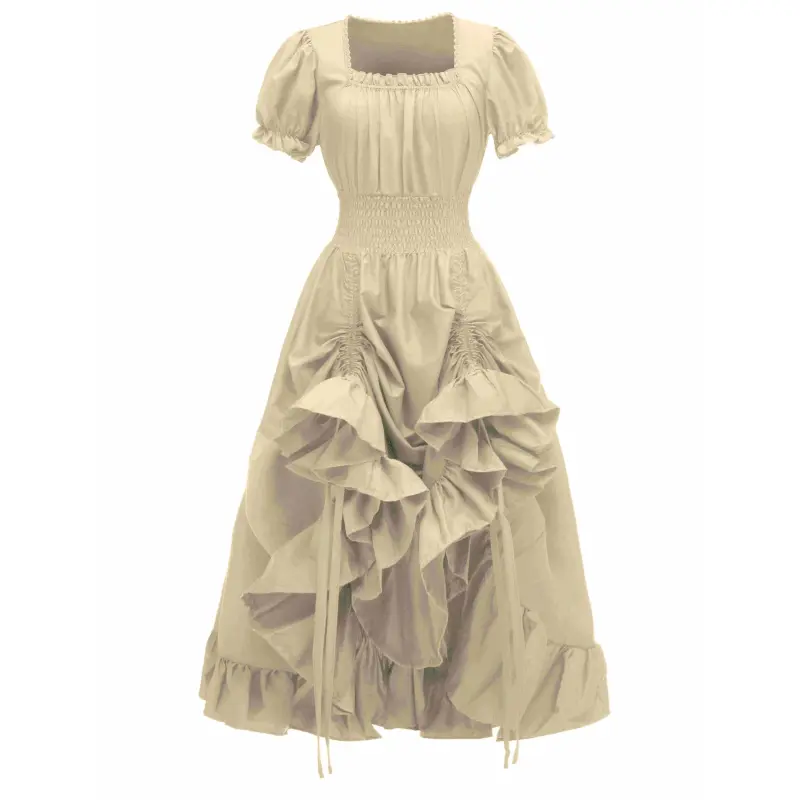 [Vintage Renaissance Dress] Vintage Renaissance Victorian Pastoral Dress |       Square Neck Short Sleeve Cosplay Dress