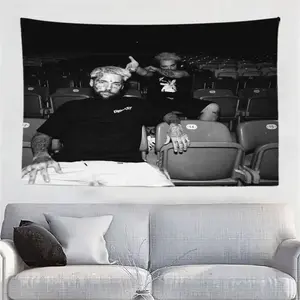 Funny Meme Black & White Photo Print on Peach Light Beige Fabric, Horizontal Indoor Wall Decor for College Dorm, for Man Cave, Parties, Graduation & Christmas Gifts, Hip Hop Decor, Party Decoration, Vibrant Mural, Quality Artwork, Smooth Texture