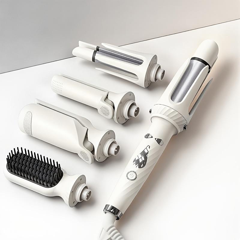 5-In-1 Hair Styler Set with Interchangeable Curling Wand & Straightening Brush, Multi Barrel Curling Iron Kit for Waves, Curls & Volume, for All Hair Types