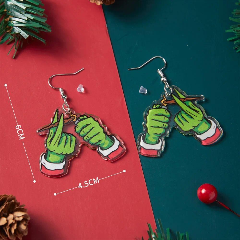2026 Christmas Earrings Classic Cartoon Series Metal Acrylic Drop Earring for Woman Girl New Year Christmas Party Gift