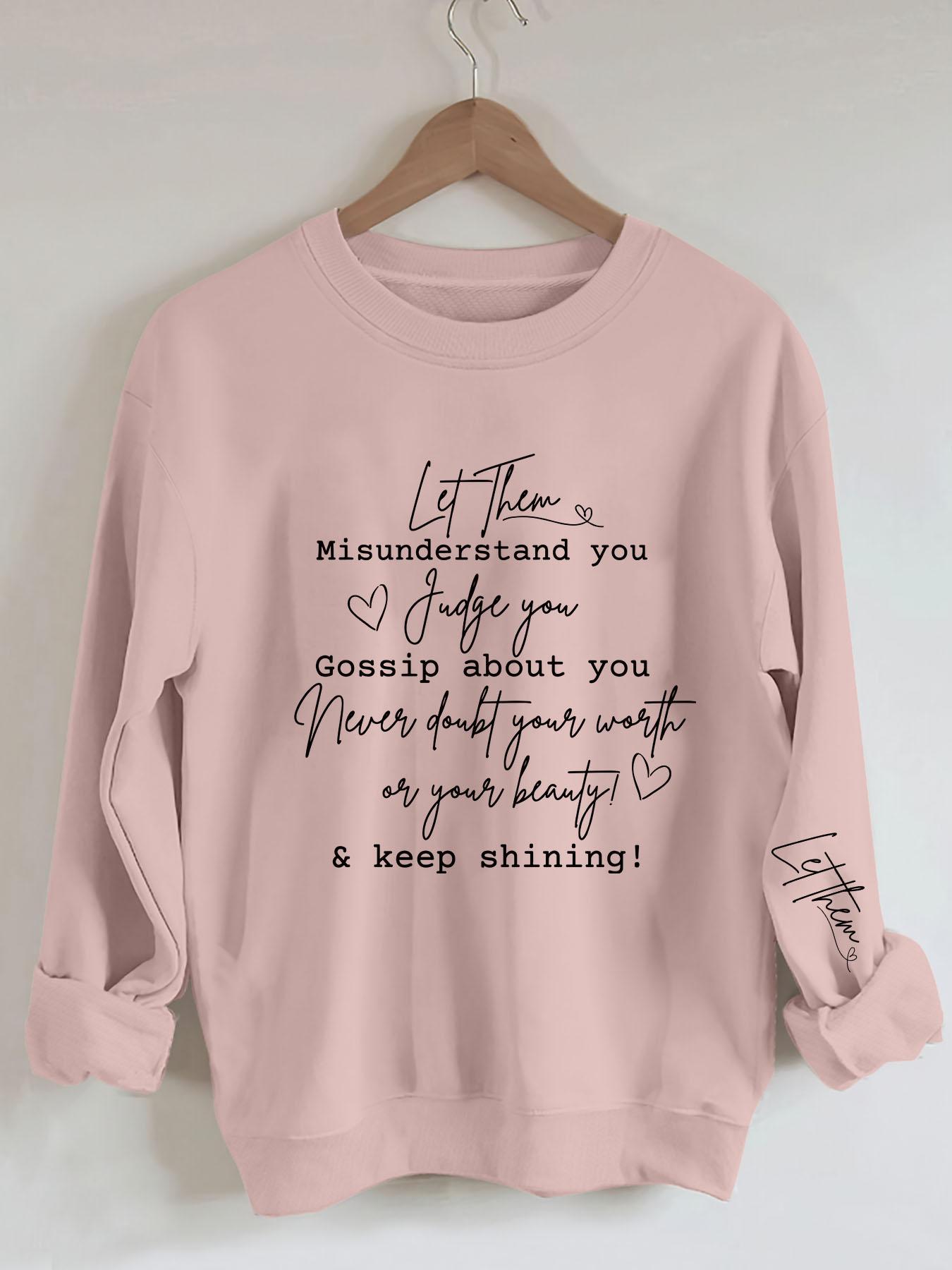 Women's Letter Print Drop Shoulder Longsleeves Sweatshirt, Funny Sweatshirt, Casual Long Sleeve Round Neck Pullover for Spring & Fall, Ladies Clothes for Daily Wear, Womenswear