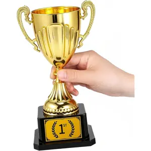 7.48" Gold Plastic Trophy Award with Pre-Attached 1st Place Label, Small Winner Cup for Kids Sports, Parties, School Competitions