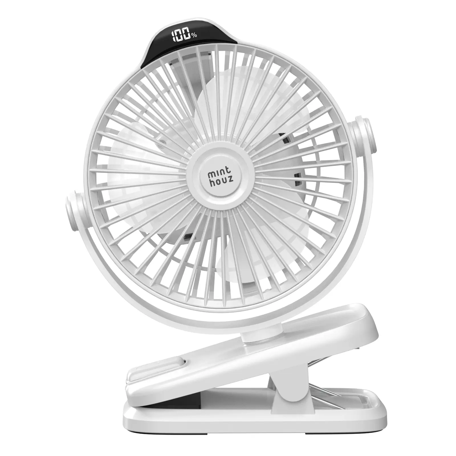 Minthouz 8000mAh Rechargeable Small Clip Fan with Battery Level Indicator | 8000mAh Battery Powered Fan with Remote, 720° Rotation Low Noise USB C Desk Fan for Outdoor Home/Office/Camping/Travel