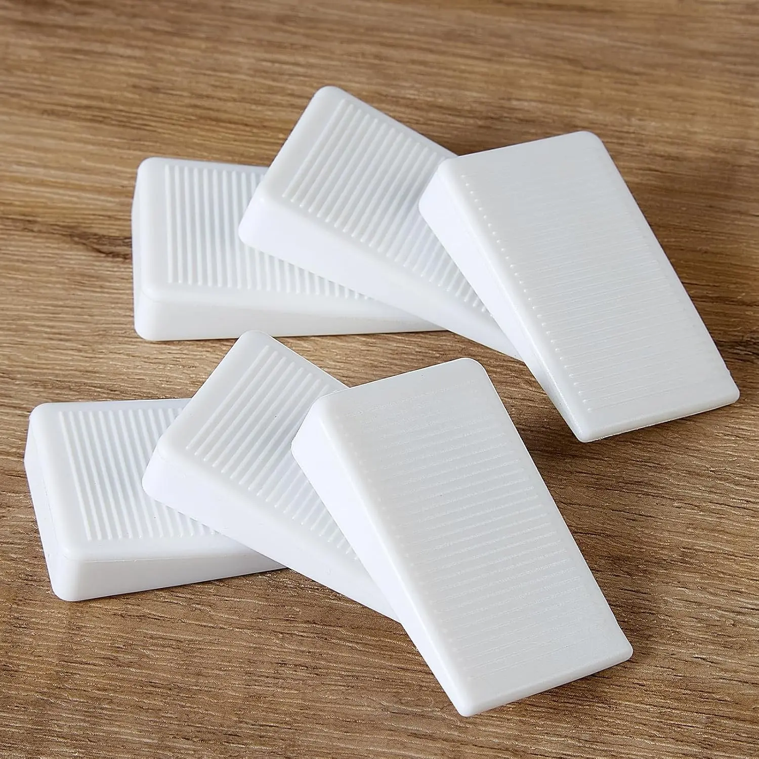 6-Pack White Furniture & Toilet Leveling Shims - Trimmable Hard Plastic Wedges with Non-Slip Texture, Table Stabilizers & Rubber Levelers for Doors and TablesGift