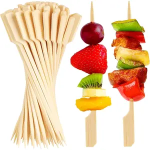 300PCS Cocktail Picks Bamboo Skewers for Appetizers, Paddle Wooden Skewers, Fancy Flat Toothpicks for Appetizers, 4.7 IN Bamboo Sticks for Party Sandwich Fruit Charcuterie Boards Accessories