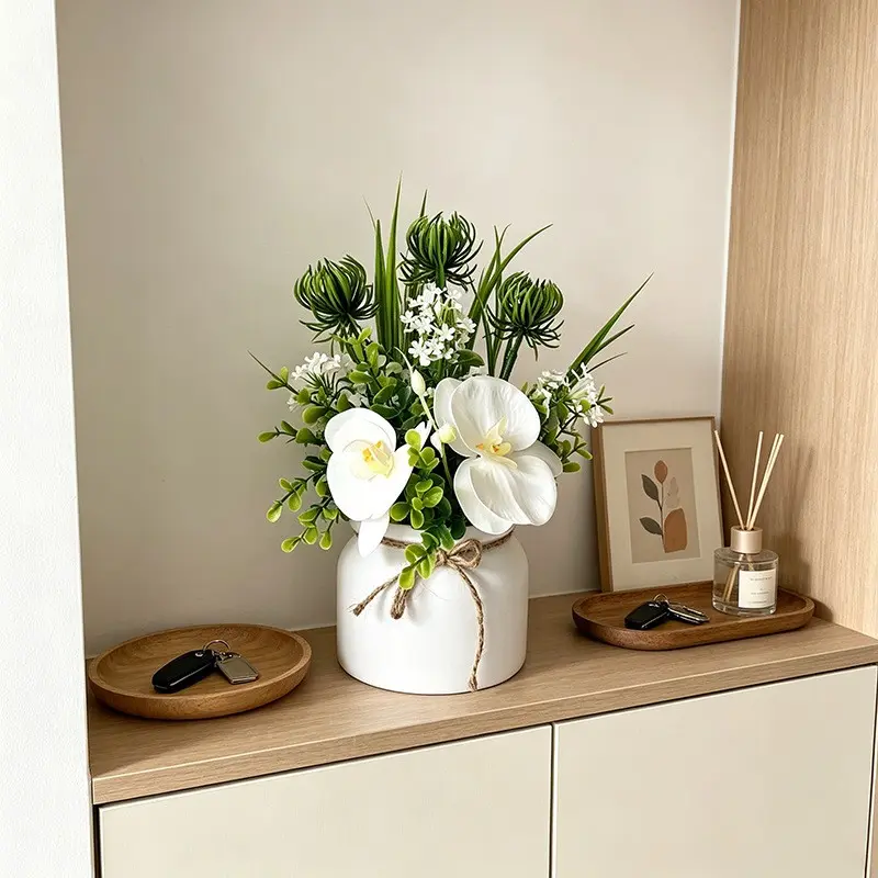 Realistic Phalaenopsis Orchid Set, Artificial Flowers for Home Decor, Decorative Flowers, Elegant Fake Flowers for Table, Window, Balcony, Nordic Style