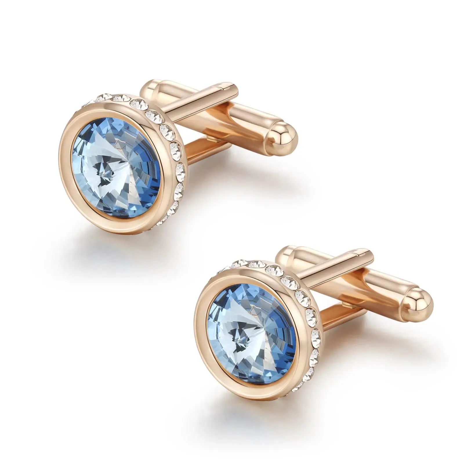 Men's Crystal Cufflinks for Wedding, Elegant Business Formal Dress Shirt Accessories, Gift for Groom, Him, Father's Day