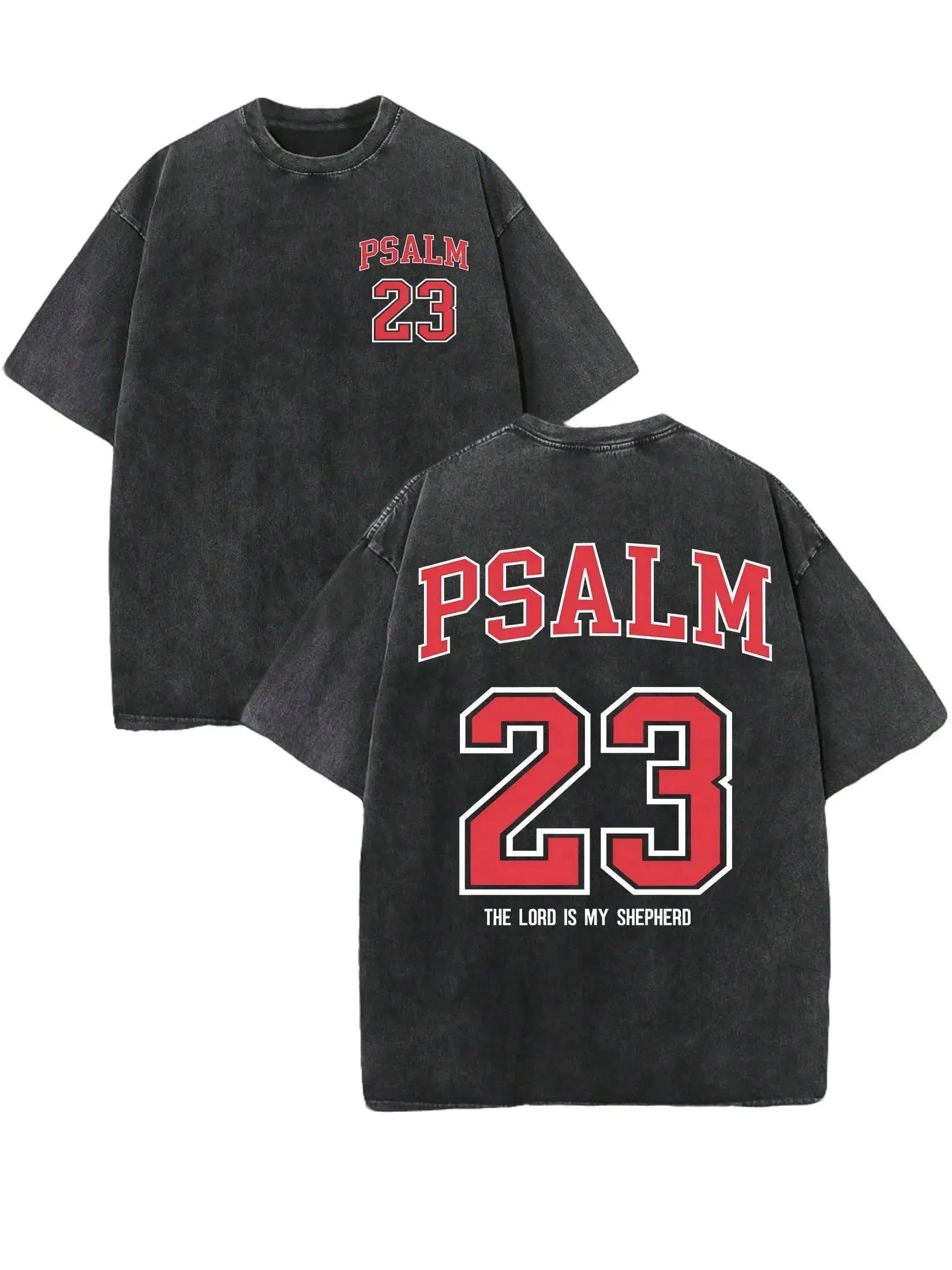 PSALM 23 Christian Shirt, 'THE LORD IS MY SHEPHERD' Christian Scripture T-Shirt, Vintage Retro Washed Shirt Double Sided Printed (230 Heavyweight Pure Cotton T-Shirt)  High Quality Christian T-Shirt, Christian Gifts, Men's And Women's Shirt vintage t-shir